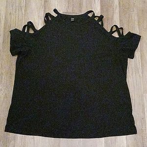 Black cold shoulder top.